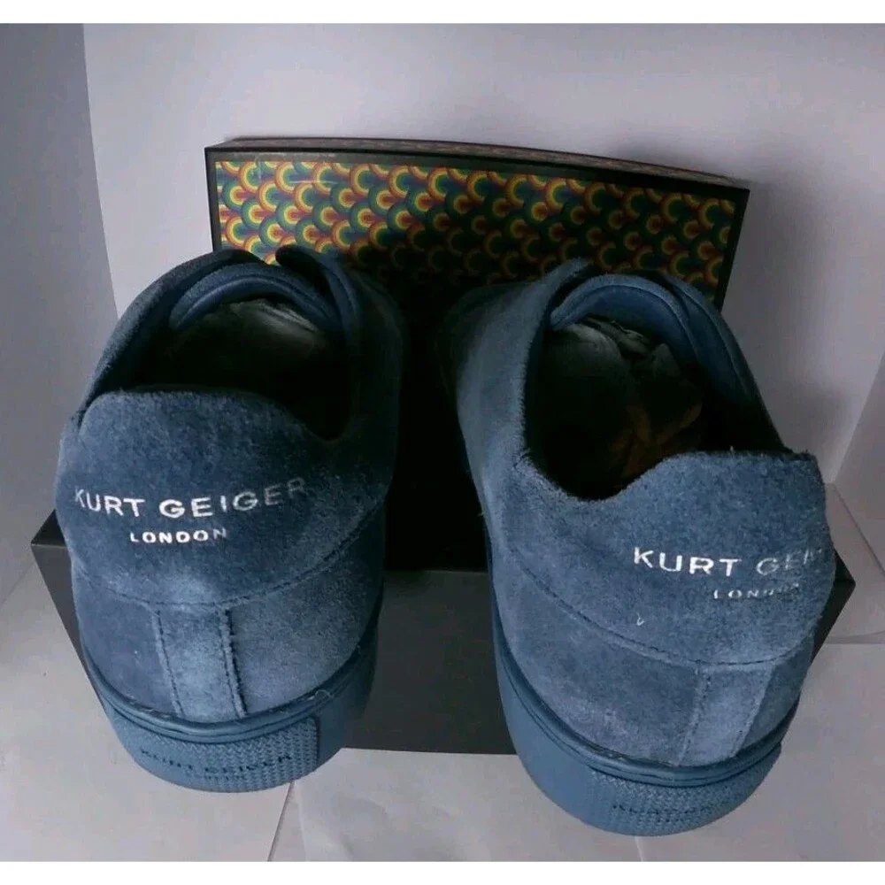 Kurt Geiger London Men's Lennon Slip on Blue Suede Sneakers Us 13 Used with box